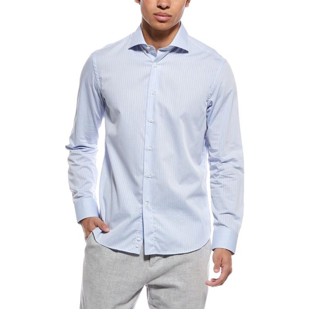 Canali Mens Dress Shirt, Blue